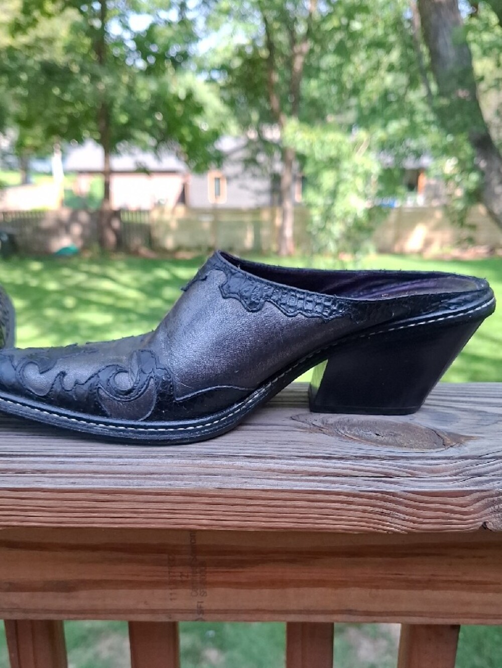 Donald J Pliner Black/Silver Leather Heeled Mules Sz 10 - Picture 3 of 13